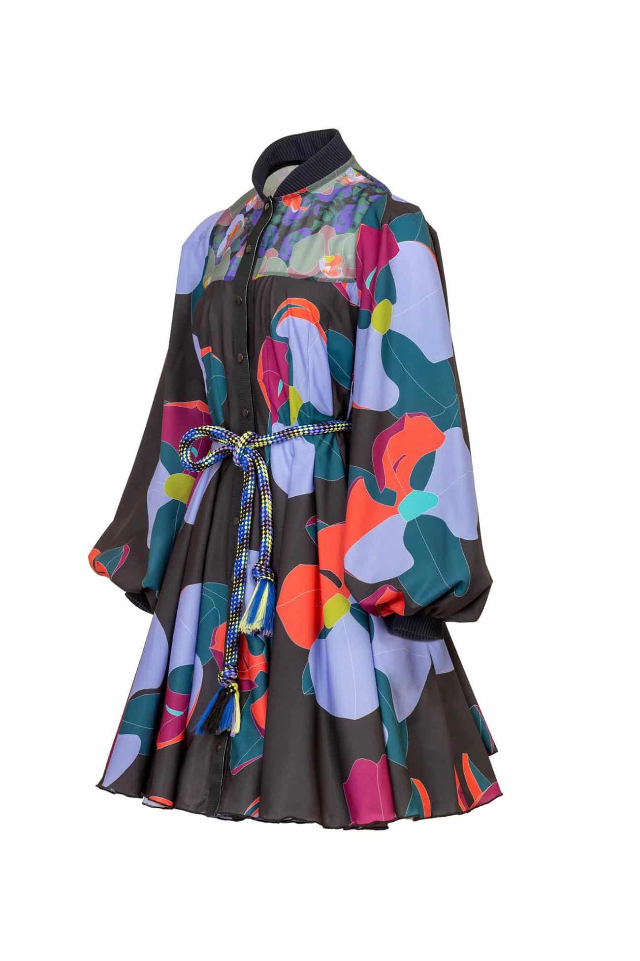 box sleeve design dress poppy red - side gather box pleat sleeve handblock printed shift dress