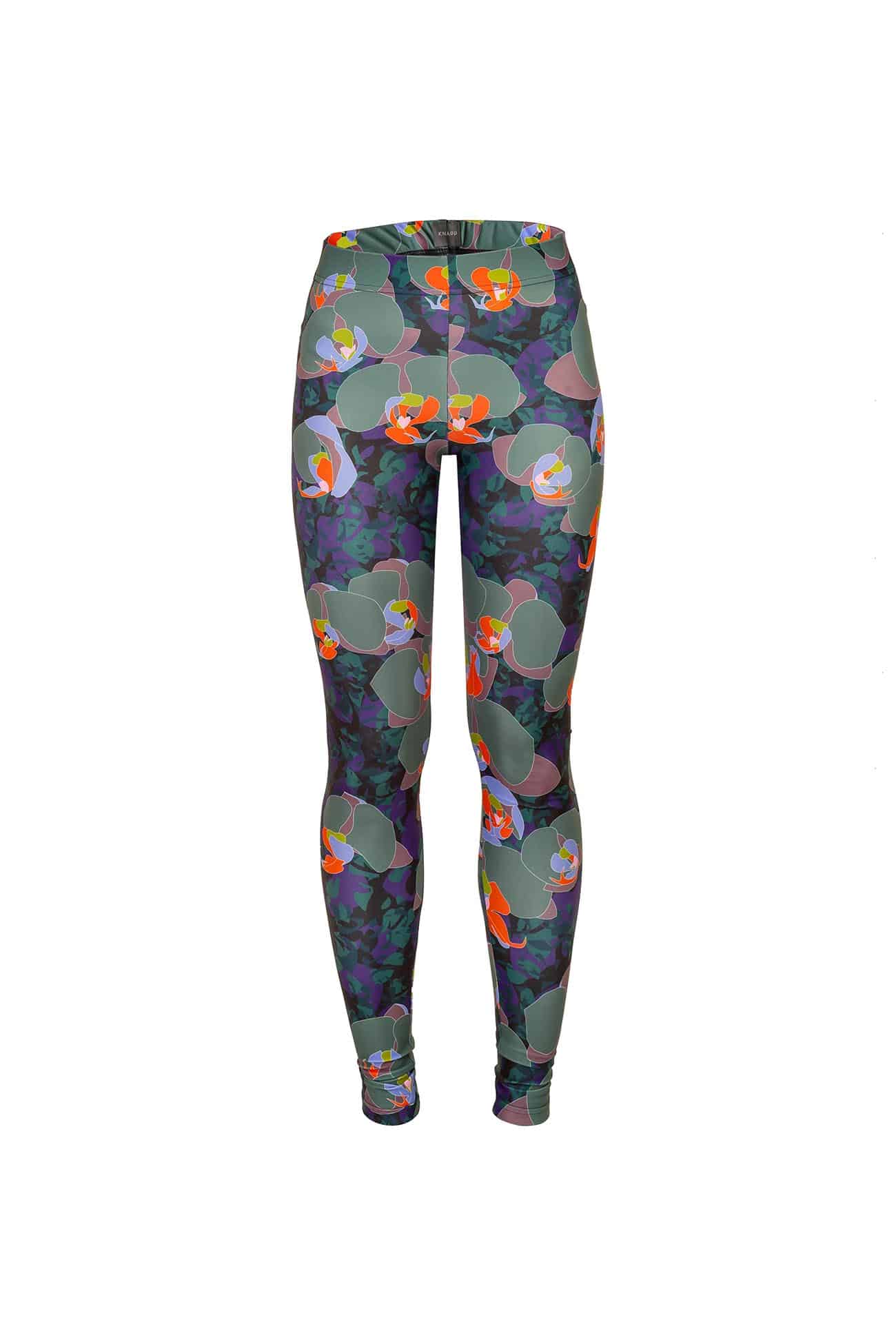 Lycra leggings in custom made orchid small print